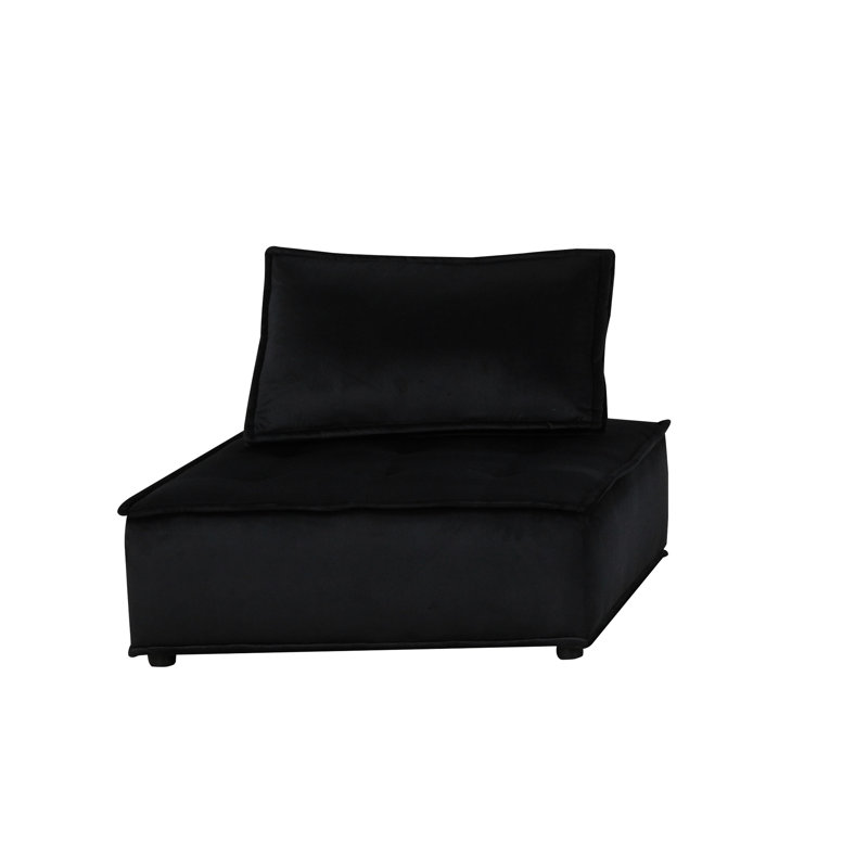 6 Black Velvet , 2" Leg Height And 77.89 In. Product Depth Modular For 6, 159.02 Width With 25.5" Seat