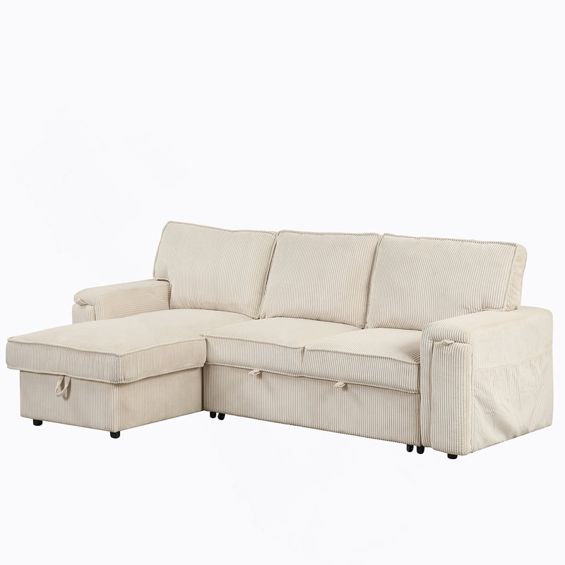 Canapé-lit modulaire avec sacs de rangement et 2 porte-gobelets Upholstery, Polyester beige
