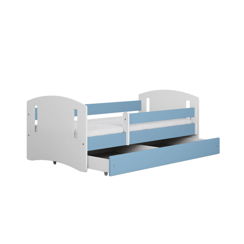Hermes Drawer Convertible Bed and Mattress, European Toddler (80 x 160 cm), Blue
