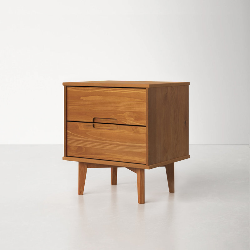 Mags Solid Wood 2-Drawer Nightstand - Retro Chic