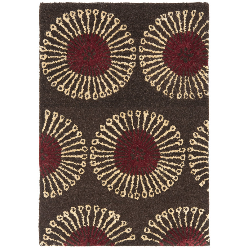 Tapis brun / brun clair en laine touffeté à la main Avayah, Rectangle 3 pi 6 po x 5 pi 6 po