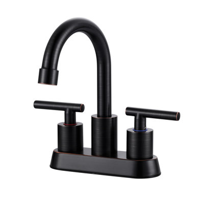 Robinet de lavabo pour salle de bain à poignée double 4 pouces avec bonde escamotable et conduites d'alimentation en eau