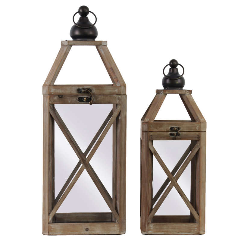 Ensemble de lanternes en bois 2 pièces Cross Square