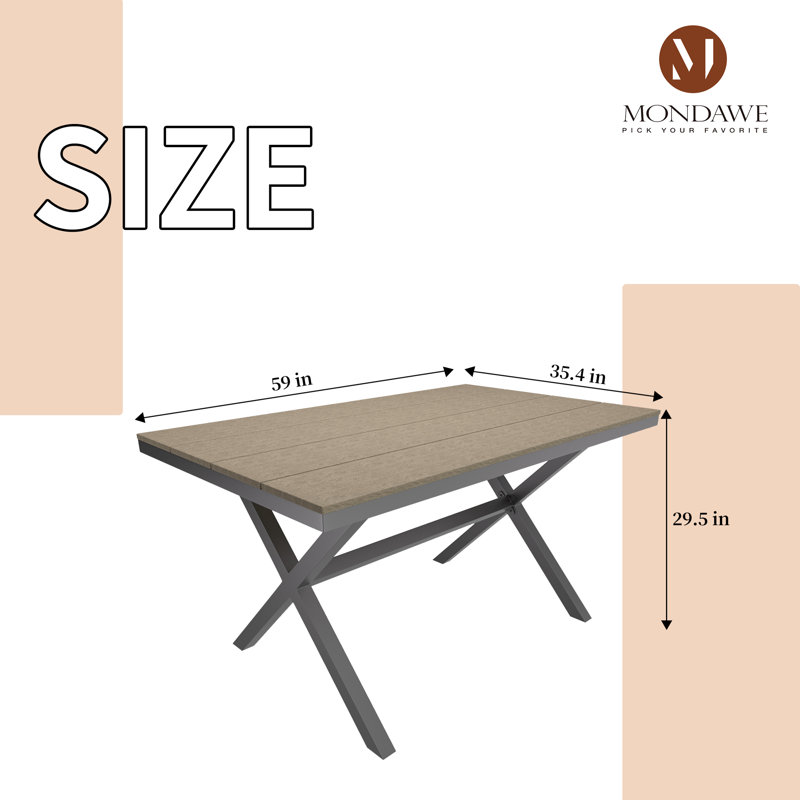 Table de salle à manger rectangulaire, Brun, gris