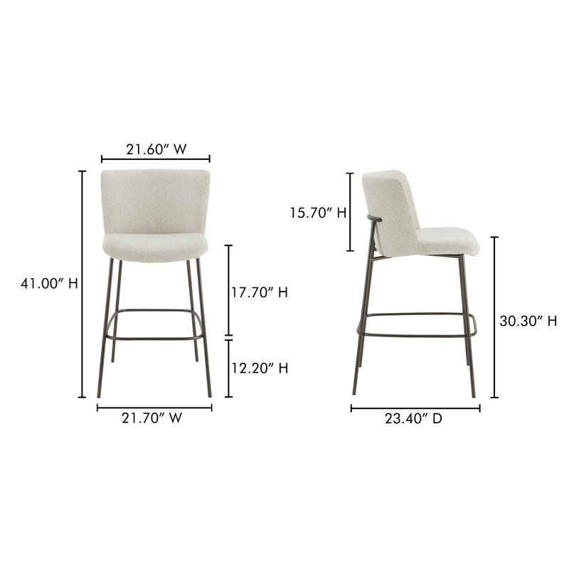 Tabouret Dareau, Tabouret de bar (siège d'une hauteur de 30,3 po), Polyester beige