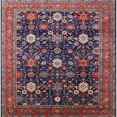 Tapis oriental bleu / rouge