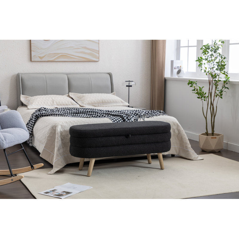 Tabouret de rangement en velours Teddy, avec espace de rangement, convenant aux appartements, salons et chambres à coucher - BEIGE