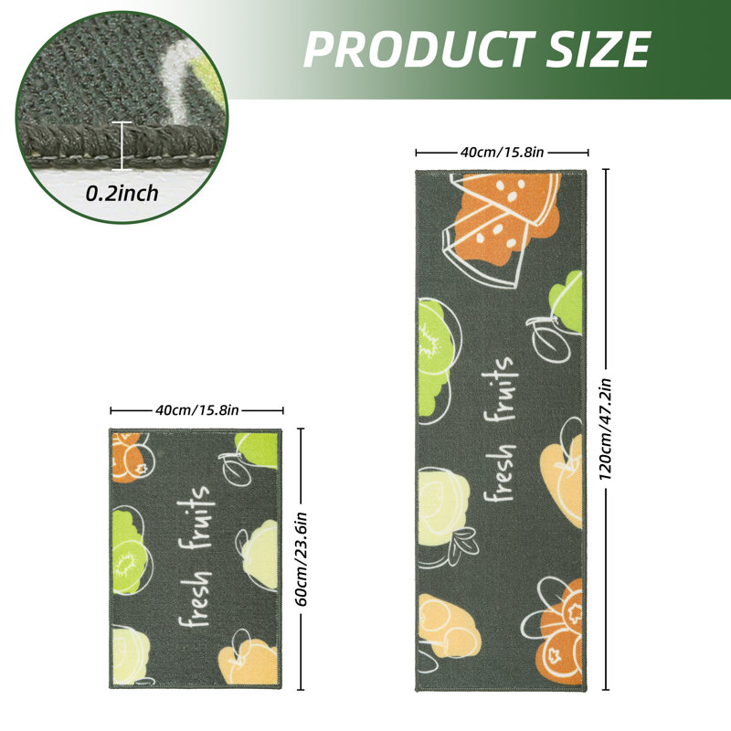 Non-skid Printed Kitchen Mat (set Of 2), Colorful Fruit