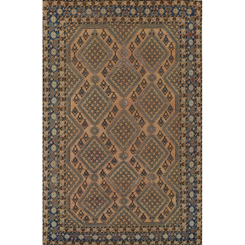 Tapis géométrique fait à la main 7 x 10