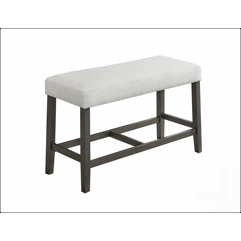 Banc en tissu à hauteur de comptoir de 40 po avec cadre en bois gris et repose-pieds en bois Luna