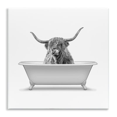 "Longhorn Highland Cow Bath Bath", art mural par Annalisa Latella