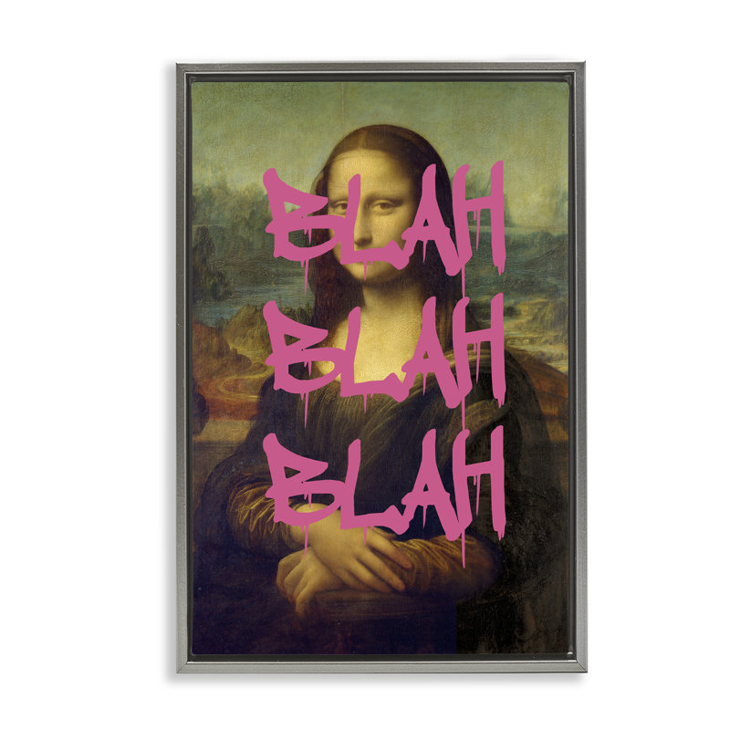 Cadre flottant Graffiti sur Mona Lisa, design par Masters Redux, H 31 po x l 21 po, Cadre flottant gris lustré