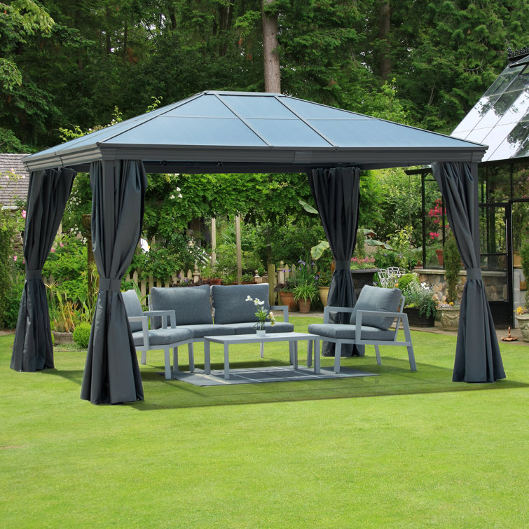 Outdoor Gazebo with Aluminum Frame and Netting - Grey