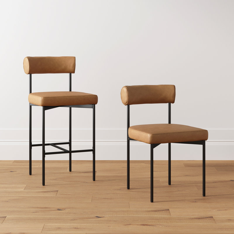 Dahlia Stool, Brun / similicuir, 2, Petit tabouret (siège d'une hauteur de 19 po)