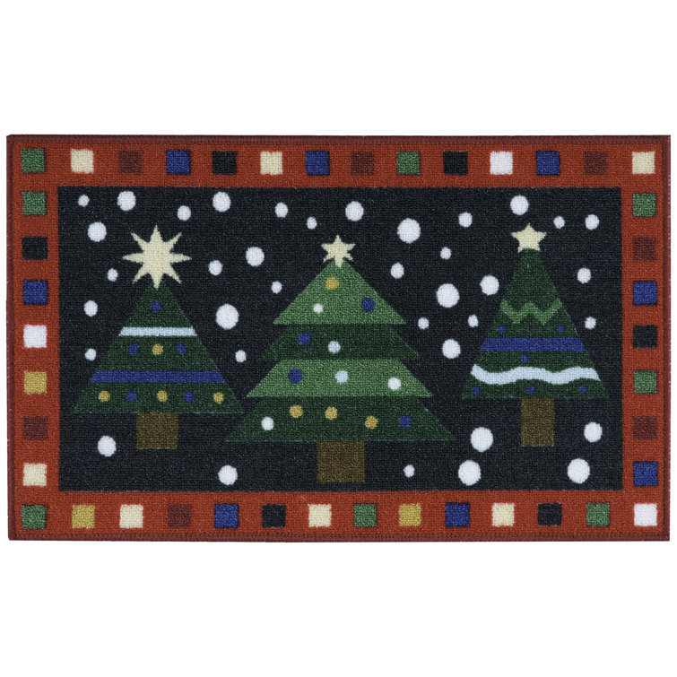 Tapis 3 arbres vert/rouge