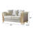 Two-Tone Wood Upholstery Loveseat With Modern Flawless Design, Stainless Steel Gold Accents, And Cream Finish
