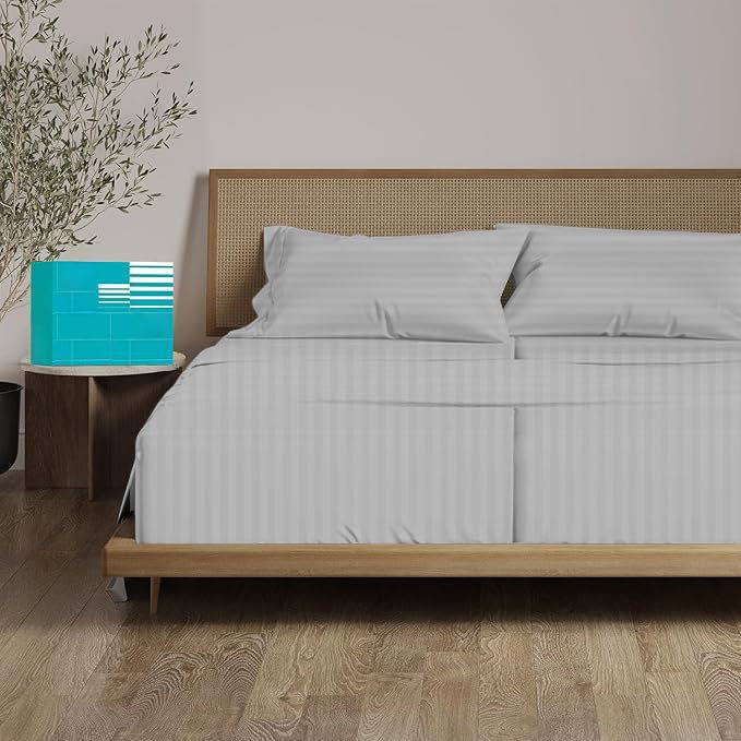 100% Egyptian Cotton Twin Size Sheet Set 1000 Thread Count Luxury Ultra Soft Bed Sheets Fits Mattress Upto 18" Inch Deep Pocket, Twin Size - White Solid