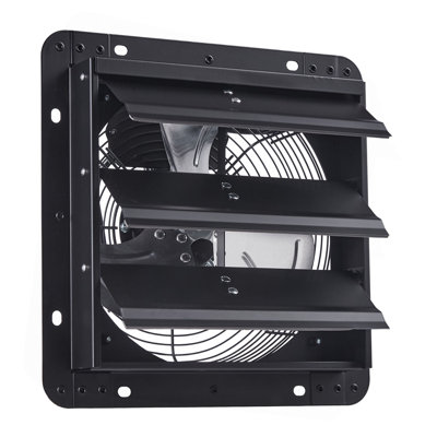 10 Inch Shutter Exhaust Fan, Wall Mounted Attic Vent Fan With Variable Speed Controller, 900 CFM, AC Motor, Heavy-Duty Steel, Low Noise For Shed, Garage, Greenhouse Ventilation Cooling, Black