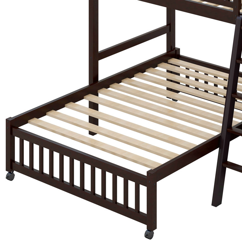 Haoyang Kids Twin Over Full Bunk Bed, Espresso