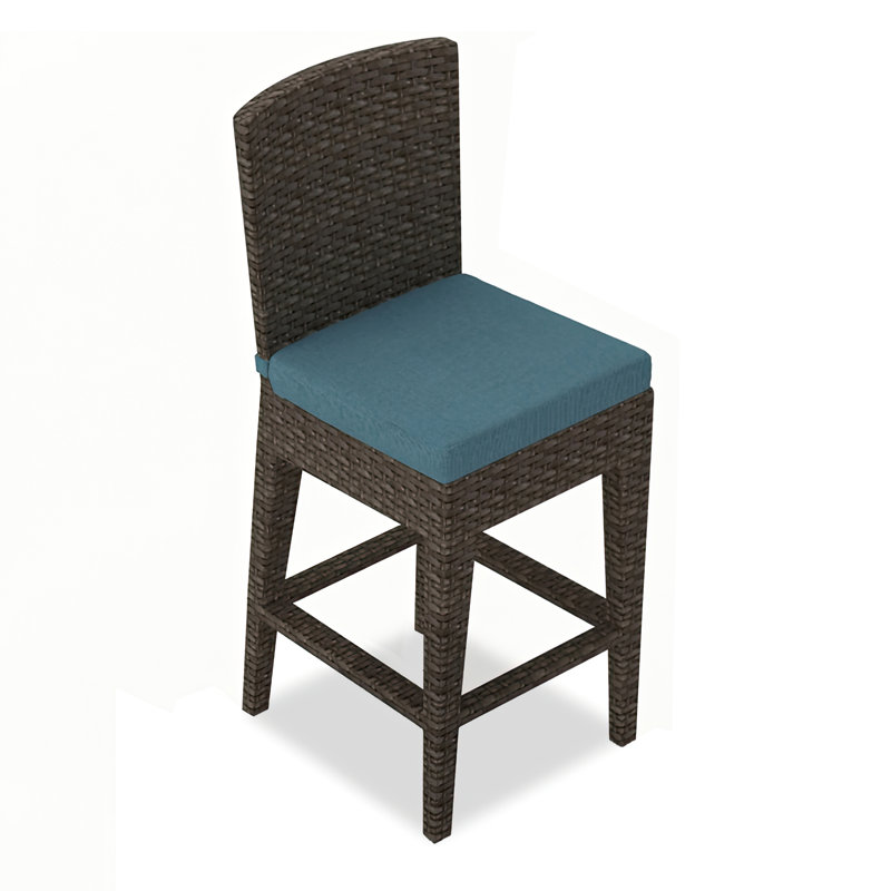 Arden Outdoor Bar Stool, Canvas Natural Sunbrella® Canvas, 25", Textured Slate