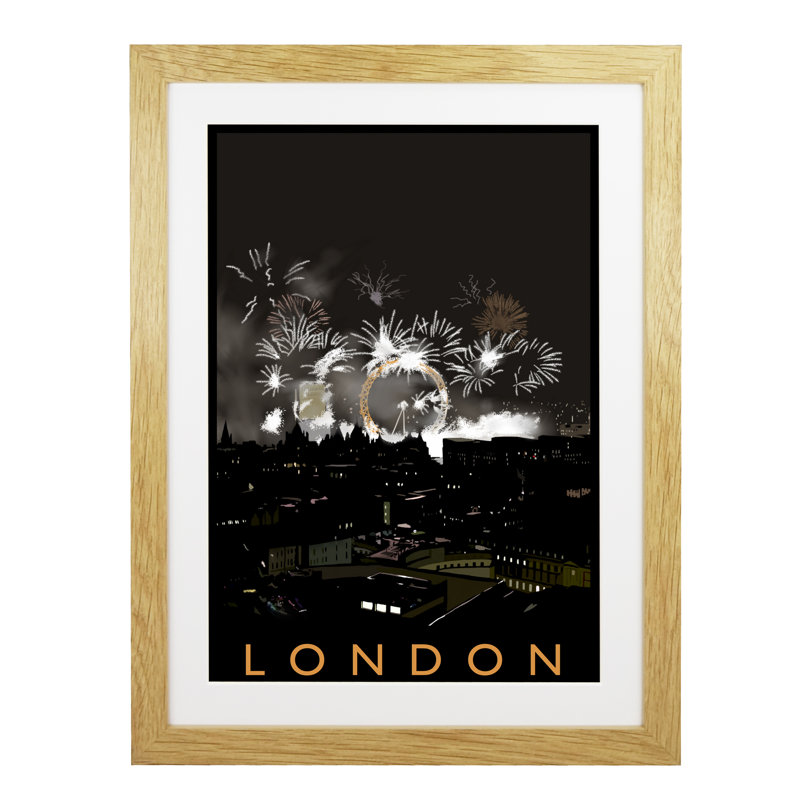 London 3 by Richard O'Neil - Print, Oak Wood Frame, 43.5 cm H x 33.5 cm W x 2.2 cm D