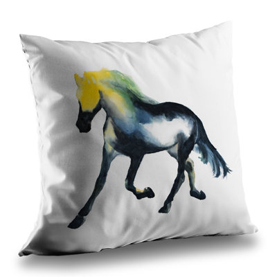 Galloping Horse Throw Pillow | Farm Animals – Poly Twill Throw Pillow with Insert, Double-Sided Print