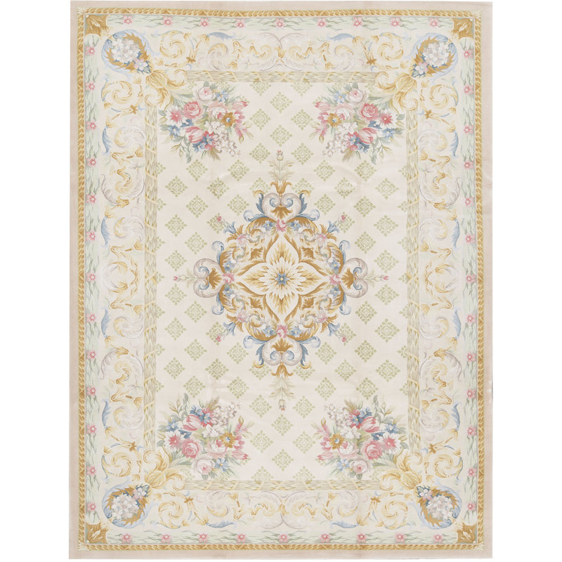 Renaissance One-of-a-Kind Rectangle 9'1" X 11'11" Wool Area Rug in Beige/Green