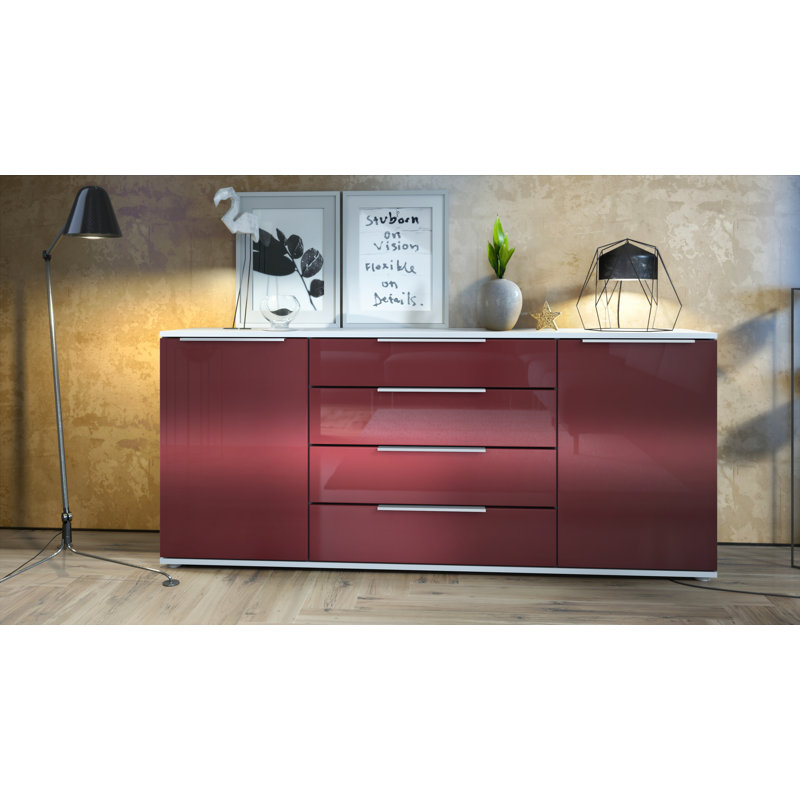 Adans 166.5cm Sideboard, High-gloss Burgundy