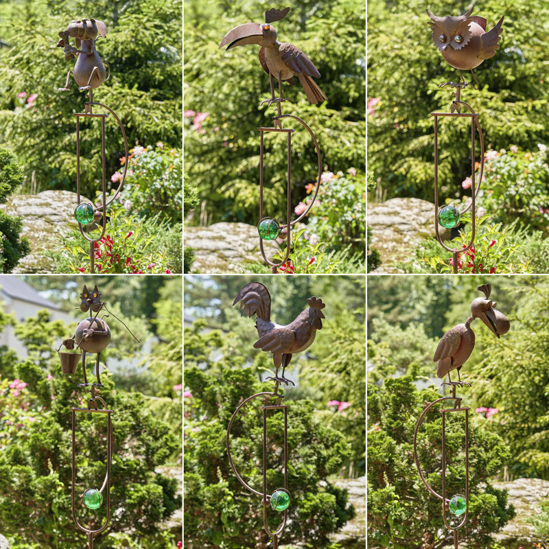 Assorted Rusty Animal 6 Pieces Garden Stake Set