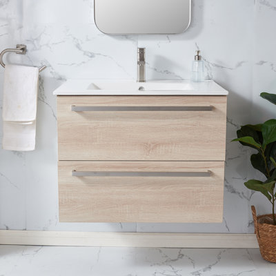 Alnitak 30” Wood Grain Modern Wall Mounted Single Bathroom Vanity Set