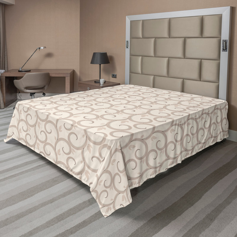 Ambesonne Nature Top Flat Sheet Glisten Fish Sunlight, Full Flat Sheet, Beige Geometric