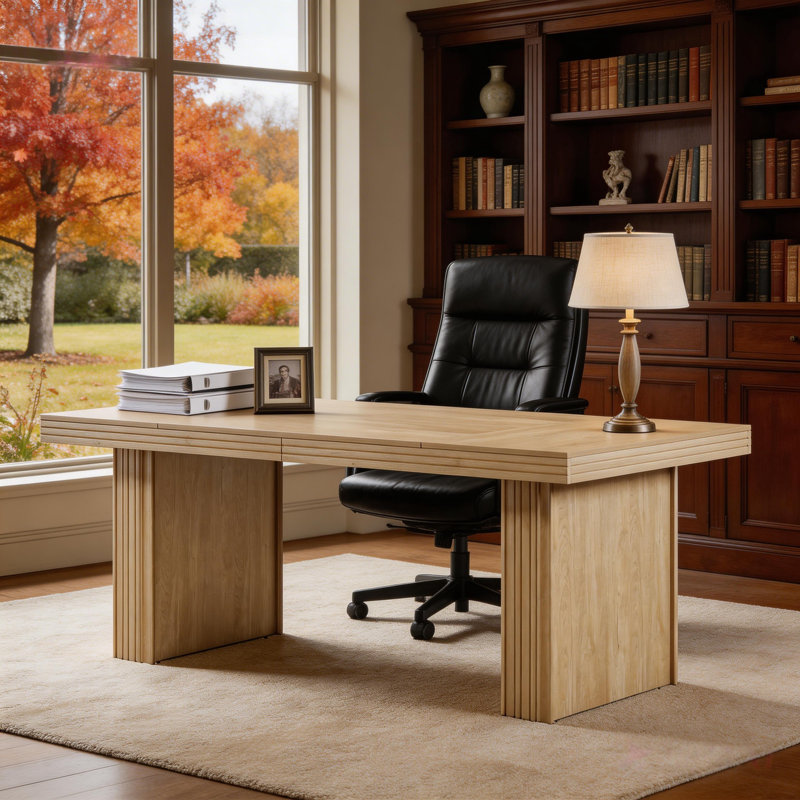 63" W Executive Desk with Pedestal Base, Yellow