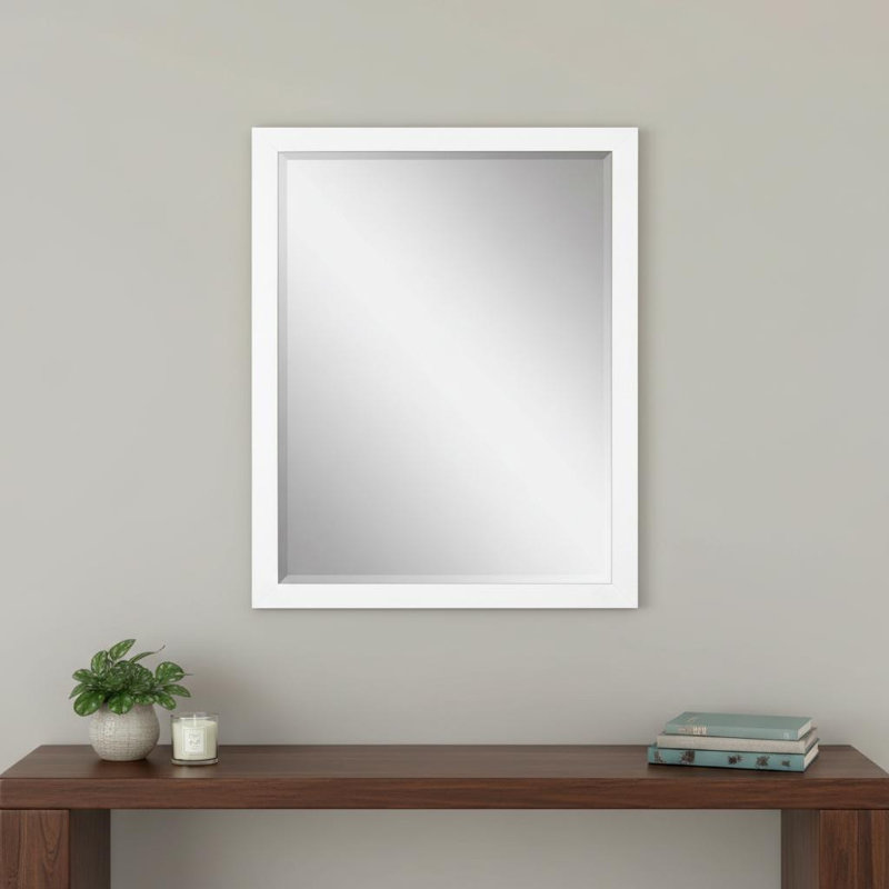 33" White Framed Accent Mirror