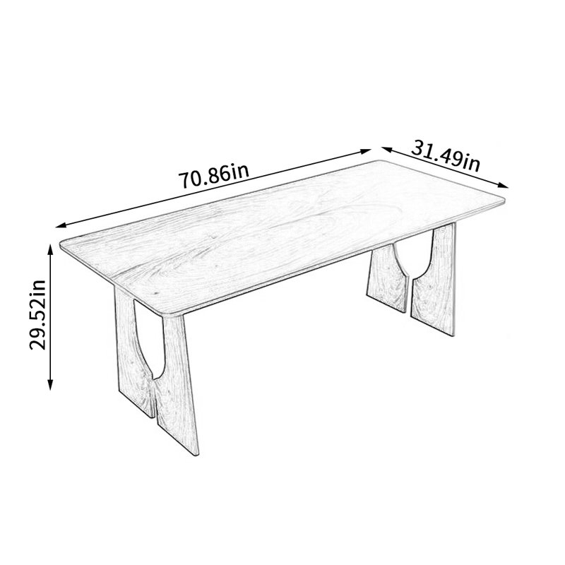 Walnut Solid Wood Dining Table, 31.49" W x 70.86" L