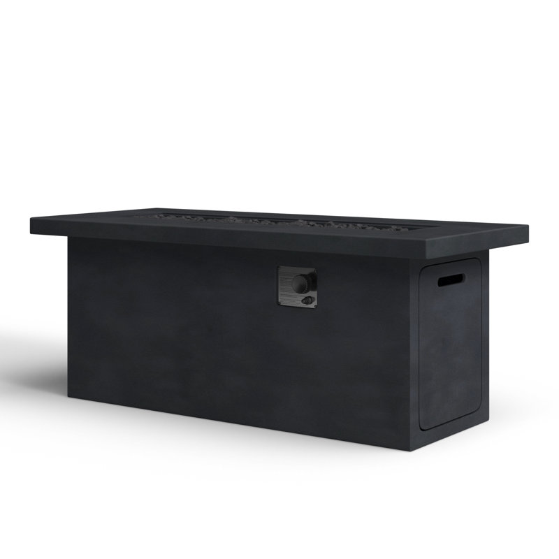 Rashid Rectangle Fire Pit Table, 24'' H x 60'' W x 26'' D, Charcoal