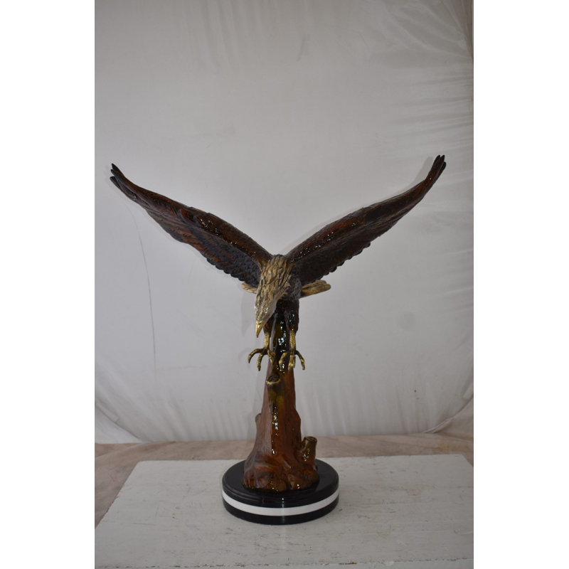 Eagle Flying And Looking Down For Prey Bronze Statue Size: 29" X 17" X 28"H