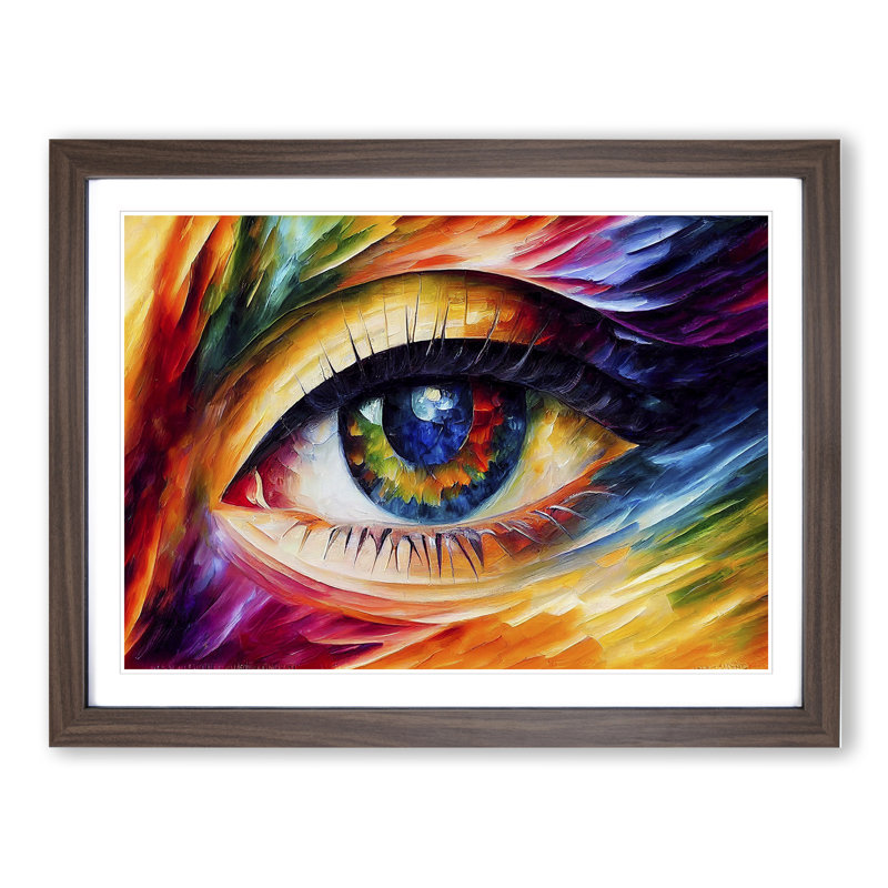 Shimmering Human Eye Abstract - Framed Print, 34cm H x 46cm W x 2cm D, Walnut