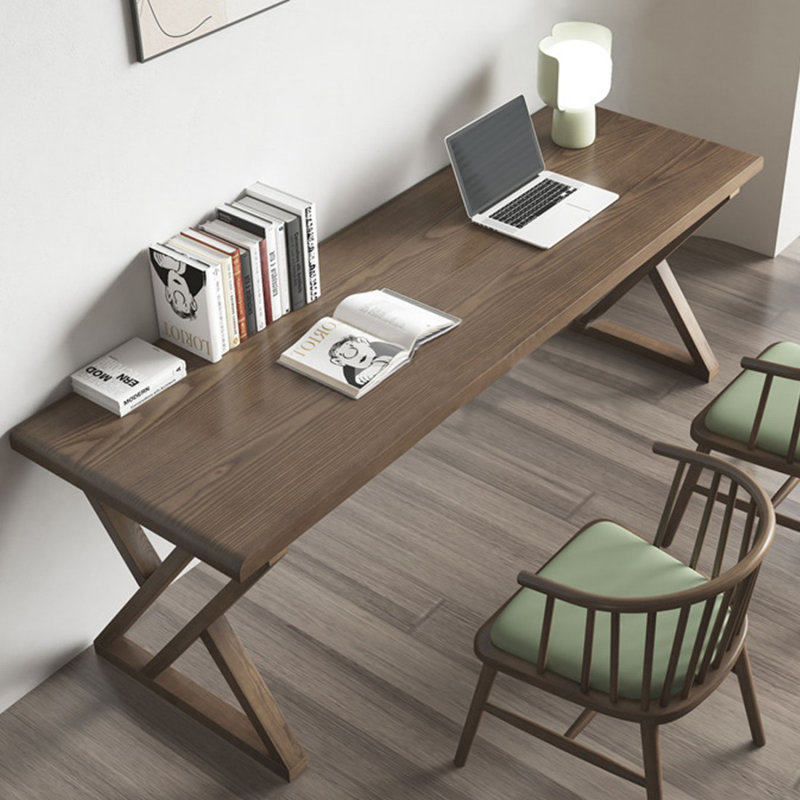 Light chestnut color Rectangular Solid Wood Writing desk, 29.53" H x 70.87" W x 23.62" D
