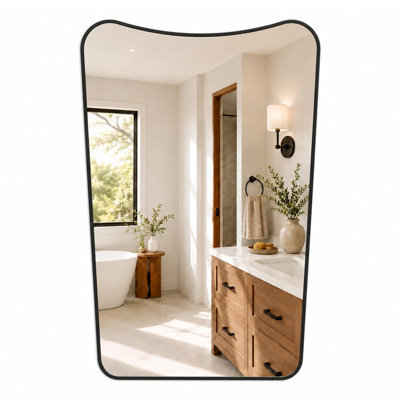 Asymmetrical Modern Asymmetrical Wall Mirror Curved Irregular Framed Vanity Accent Mirror