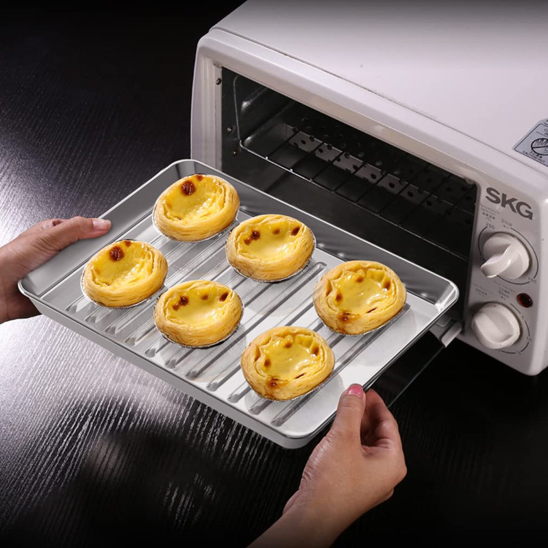 Ensemble de 2 plaques à pâtisserie et 2 grilles de refroidissement en acier inoxydable (argenté), format 1/8