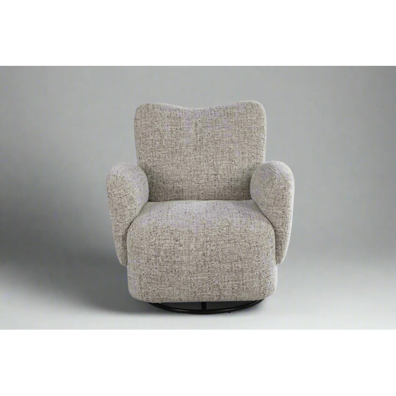 Chaise avec accoudoirs pivotante en tissu Atlas, H 27,2 po x l 32,7 po x P 32,3 po, Blanc
