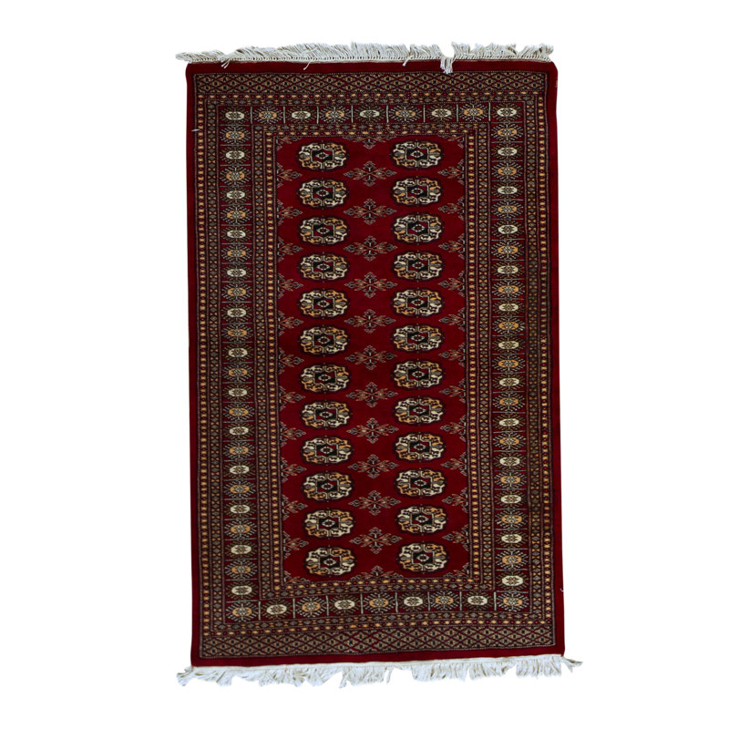 Tapis vin / noir / beige / ivoire de haute qualité noué à la main Jahan