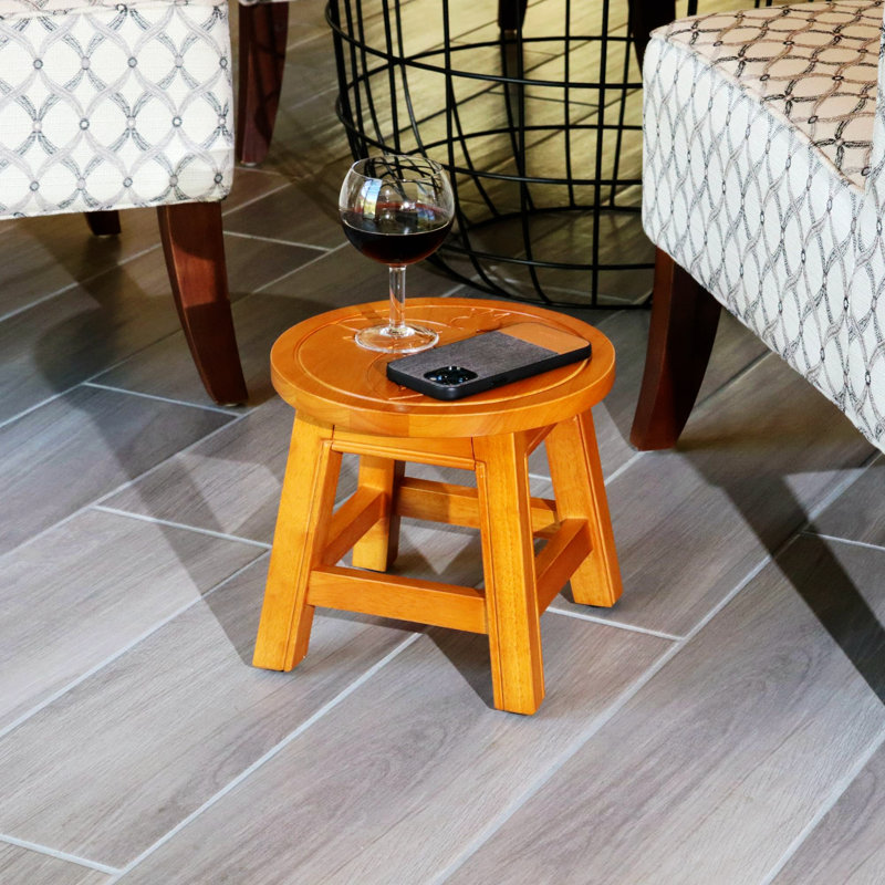 Repose-pieds Shyloh, tabouret en bois, Blanc