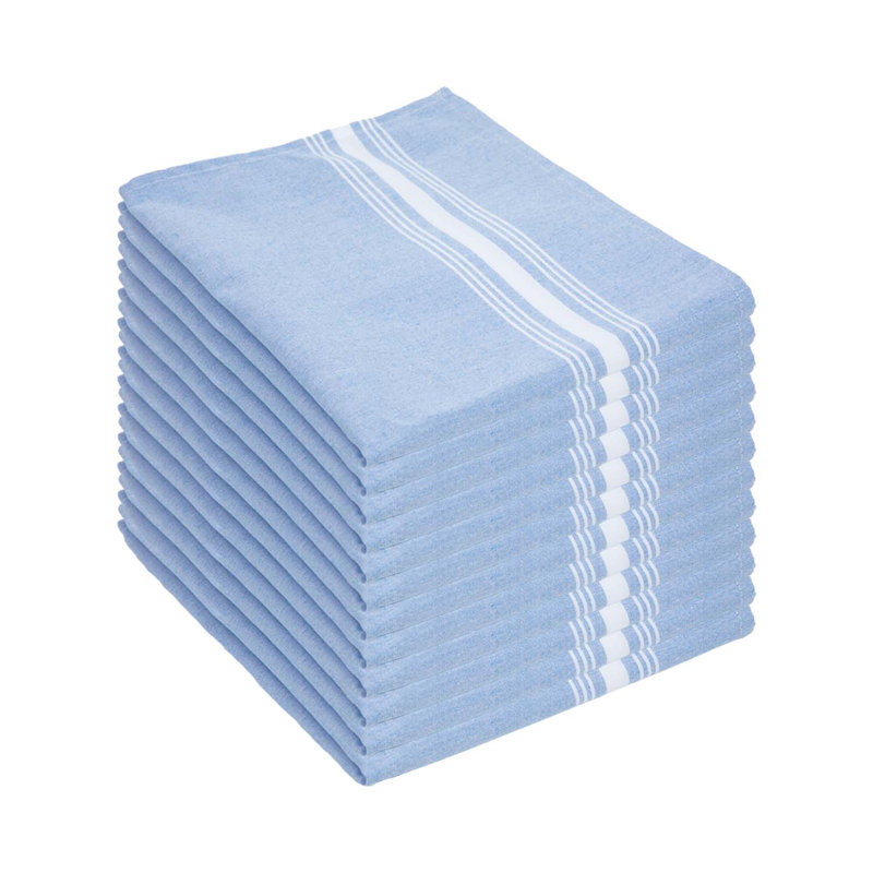 Ensemble de 12 serviettes de table rayées 18 x 22 pouces Arkwright Home, Bleu ciel