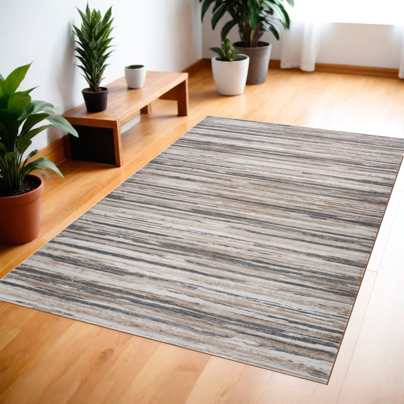 Tapis abstrait délavé beige et gris 4 pi x 6 pi