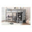 Lit mezzanine double avec bureau en L et tiroirs, armoire et escalier de rangement, gris
