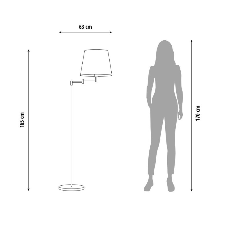 165cm Swing Arm Floor Lamp, Gold
