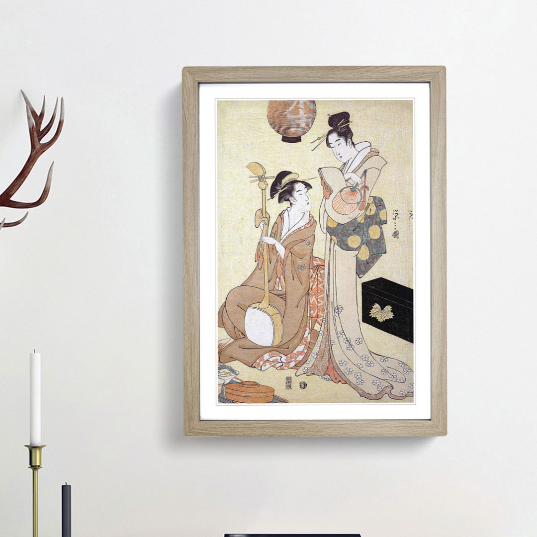 Two Geisha by Chobunsai Eishi - Framed Print