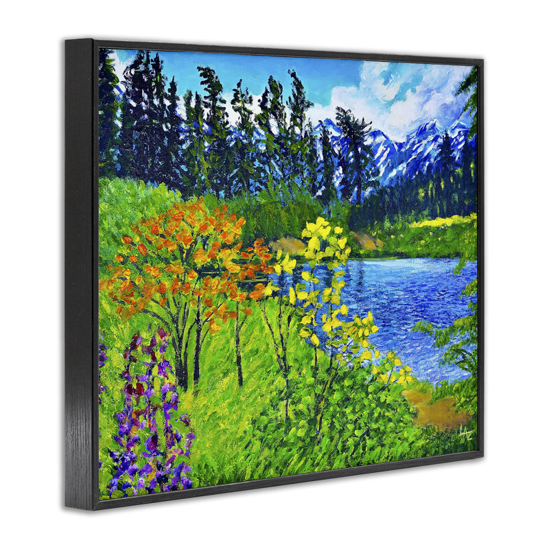 «Hidden Lake Scenery», estampe numérique, conception par Lee Ann Zirbes, Giclée encadrée noir minuit, H 24 po x l 30 po