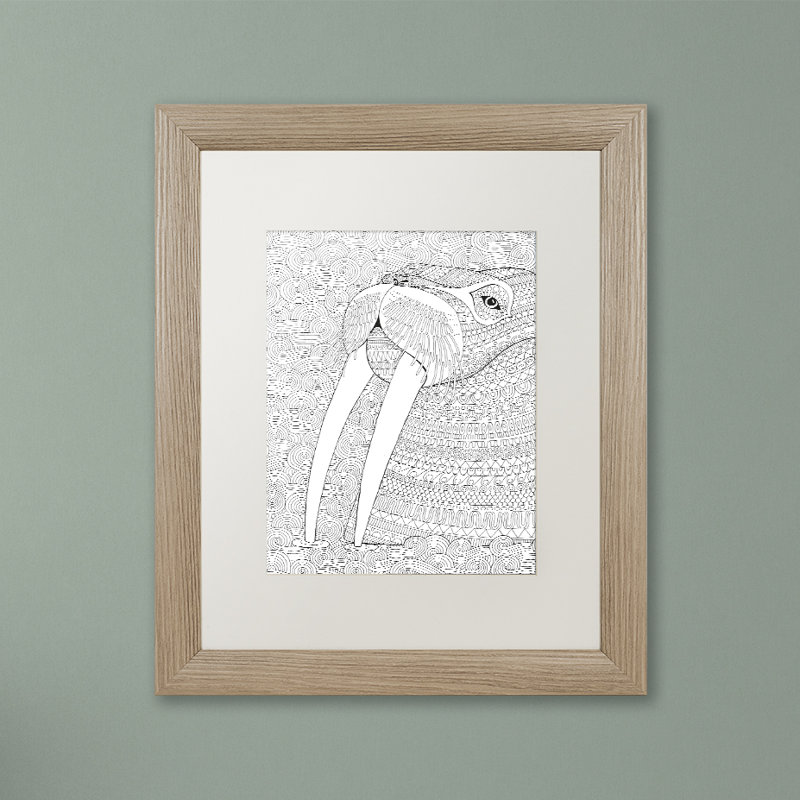 « animaux », impression sur toile encadrée, H 20 po x l 16 po x P 0,5 po, Cadre argenté, Blanc